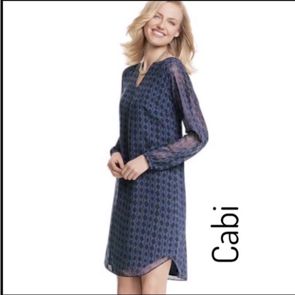 CAbi Blue and Purple Patterned Dress